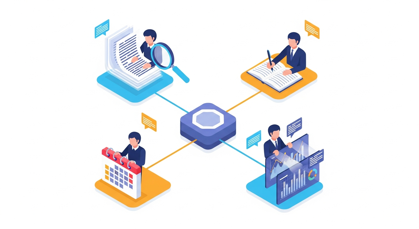 Multi-agent system architecture diagram showing lead agent coordinating specialist agents for research, coding, testing, and deployment