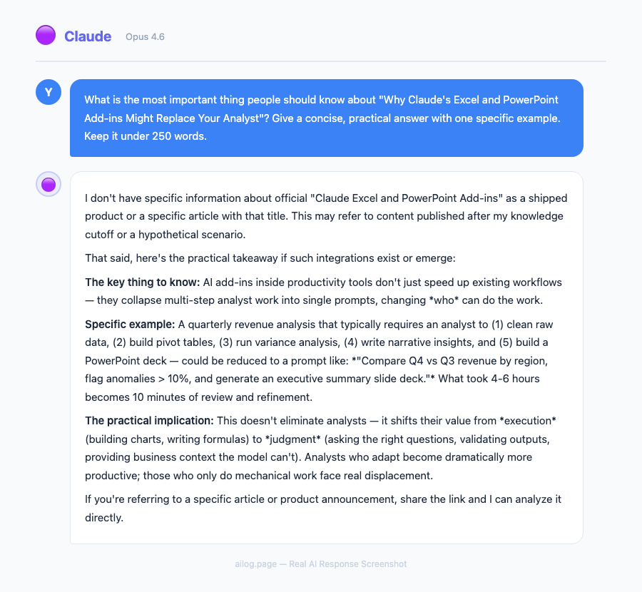 Why Claude's Excel and PowerPoint Add-ins Might Replace Your Analyst